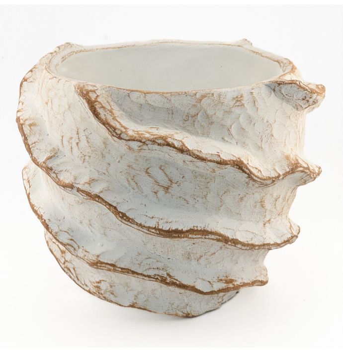 Aardewerk bloempot sandstone striped M