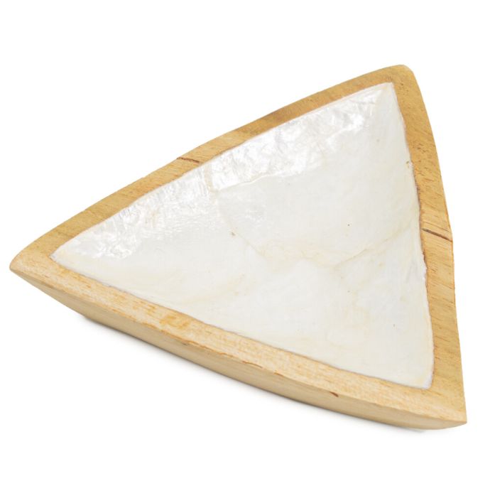 Schaaltje driehoek mango hout met schelp