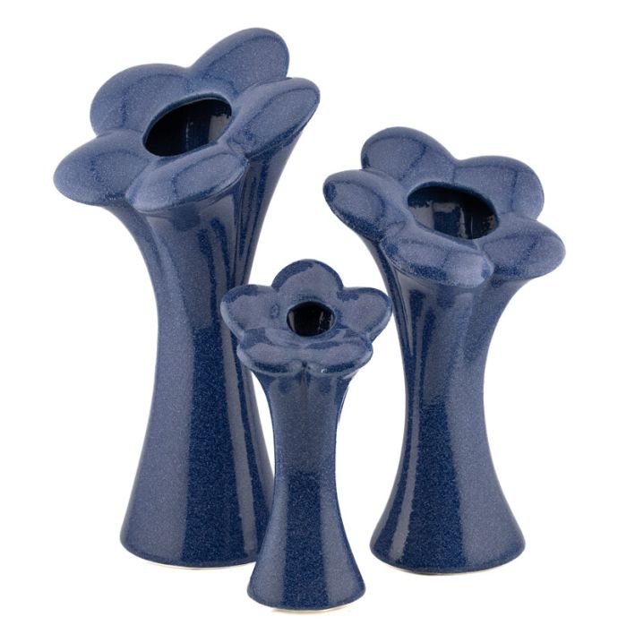 Vaas bloem blauw L