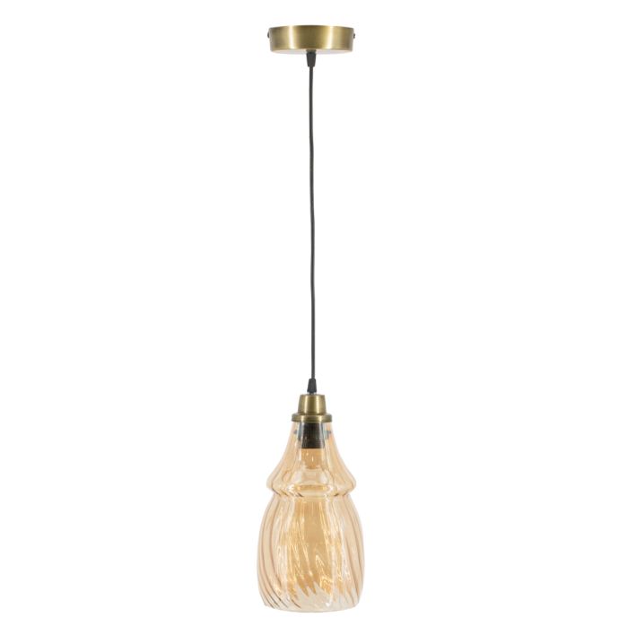 Hanglamp glas roest/goud
