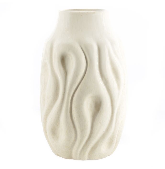 Aardewerk vaas Waves beige