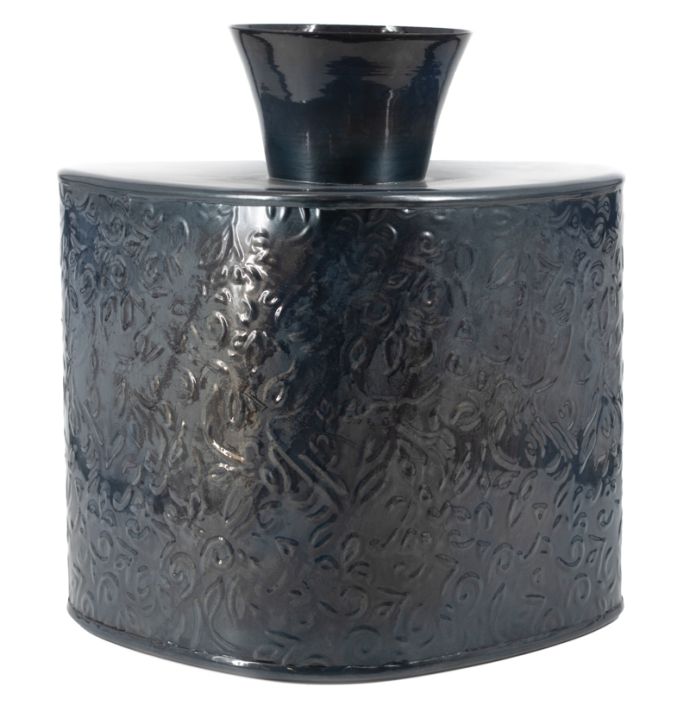 Metalen vaas driehoek blue stone