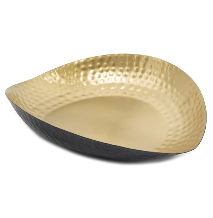 Metalen tray druppel zwart met goud