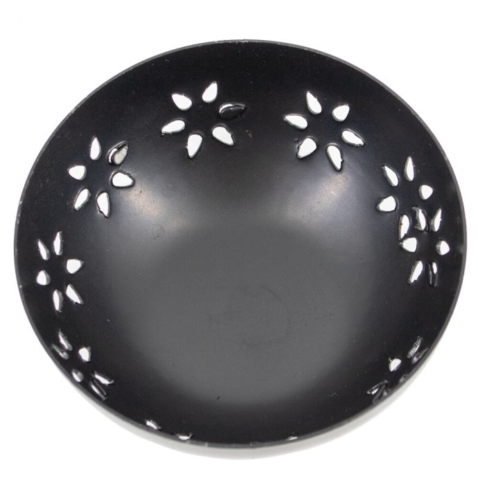 Waxinehouder bloemen zwart