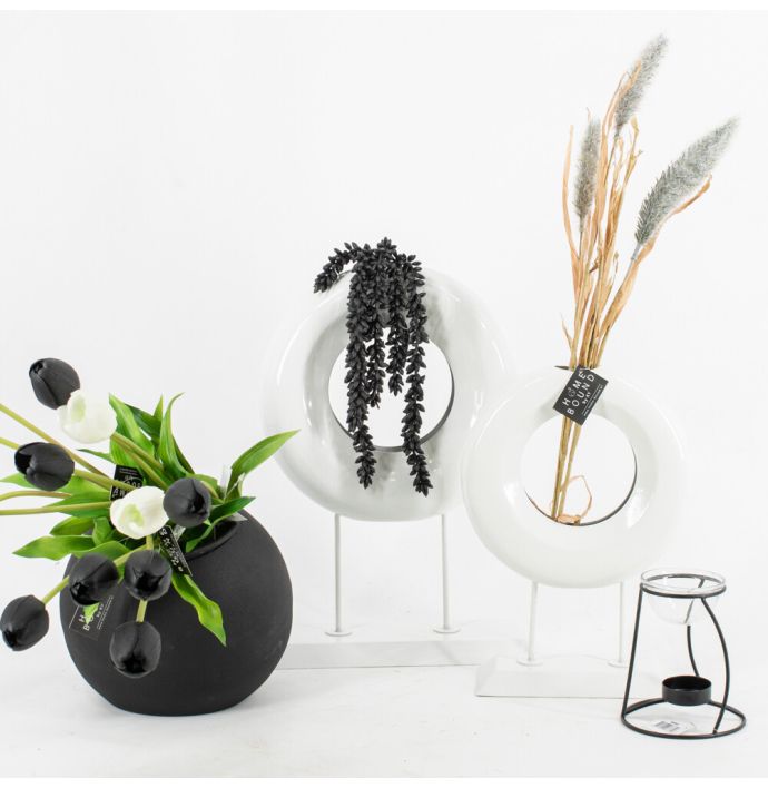 Metalen ornament donut white marble