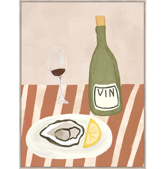 Schilderij oysters and wine