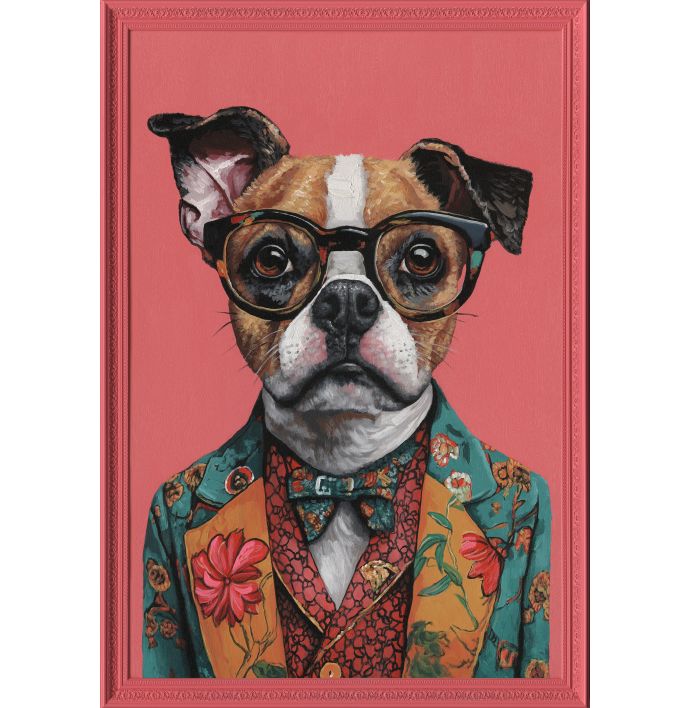 Schilderij met lijst bulldog 70x100cm