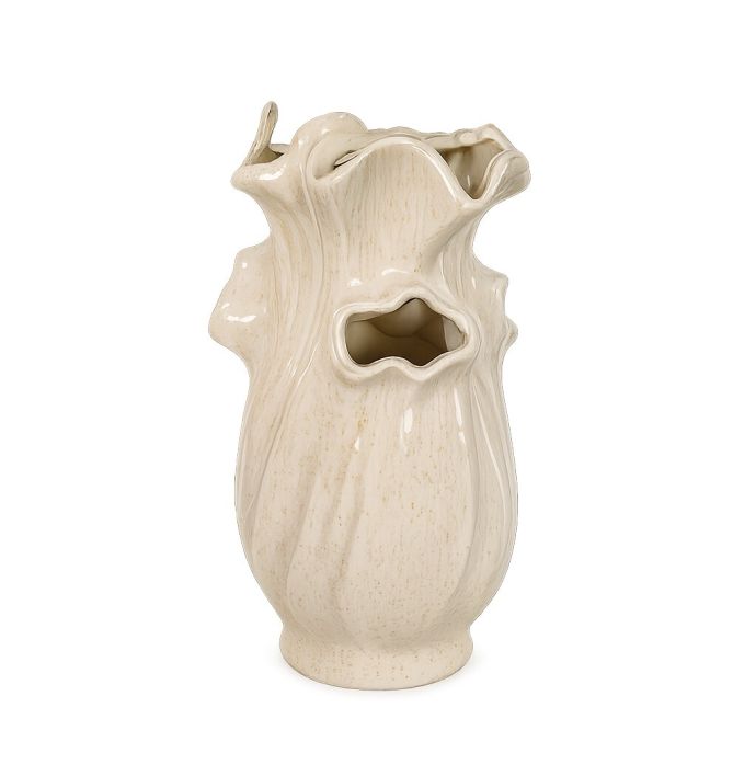 Aardewerk vaas Fern beige L