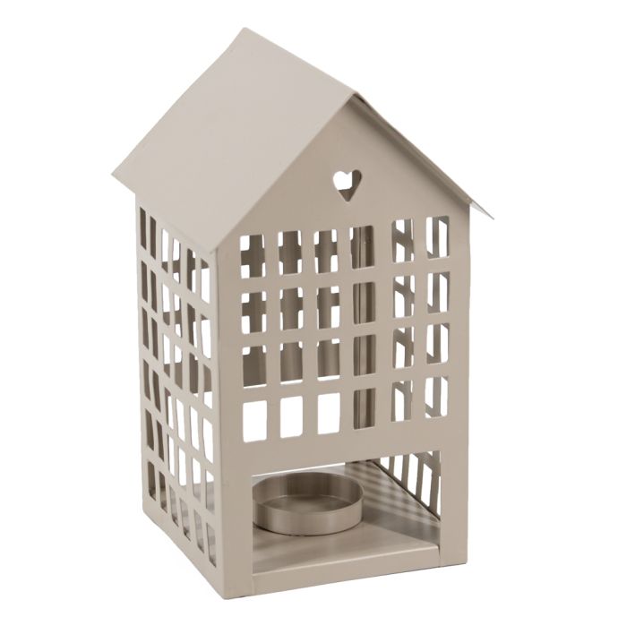 Metalen huisje waxinehouder sand