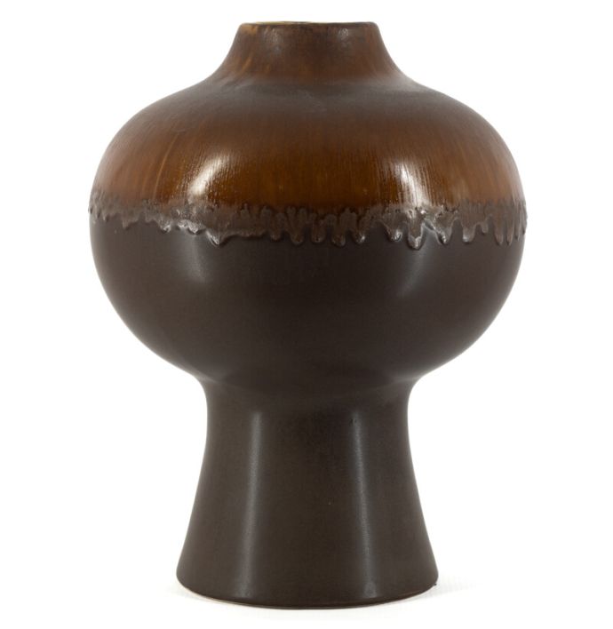 Aardewerk vaas Drip bruin