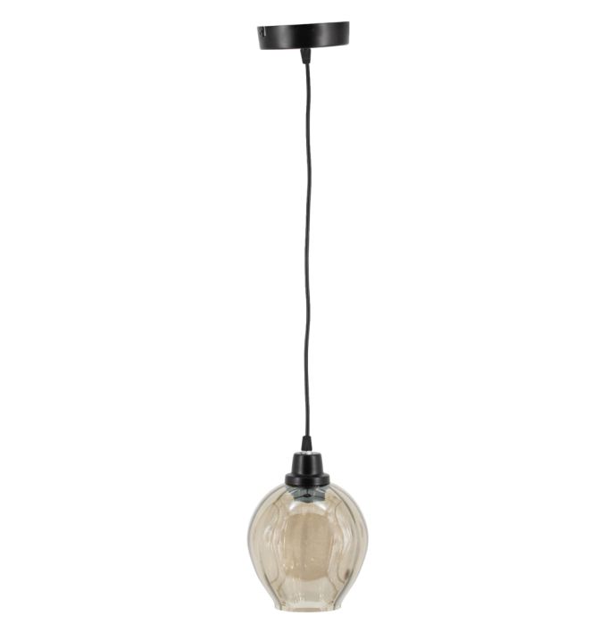 Hanglamp glas smoke/zwart
