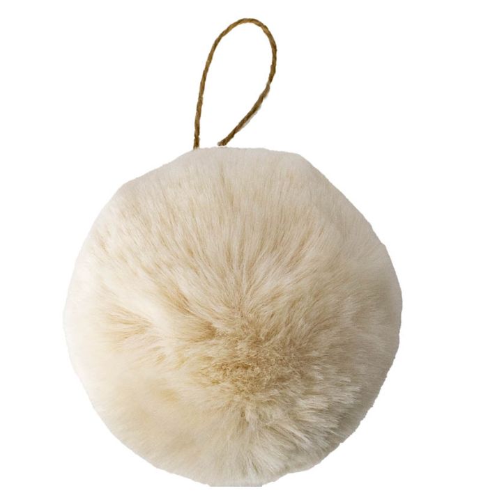 Fluffy bal hangend wit 13cm