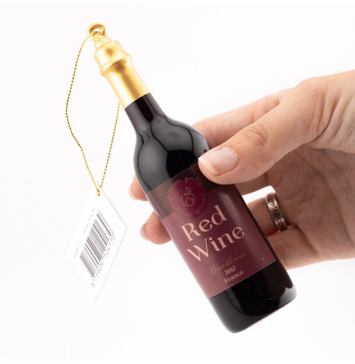 Kerstbal Fles rode wijn
