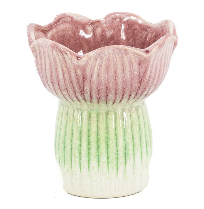 Aardewerk vaas tulp peach