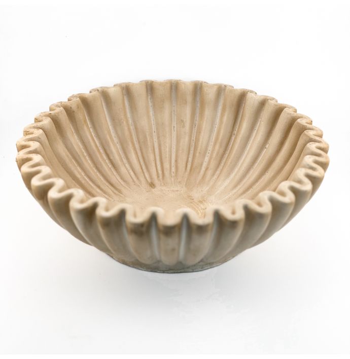 Aardewerk tray ribbel beige L