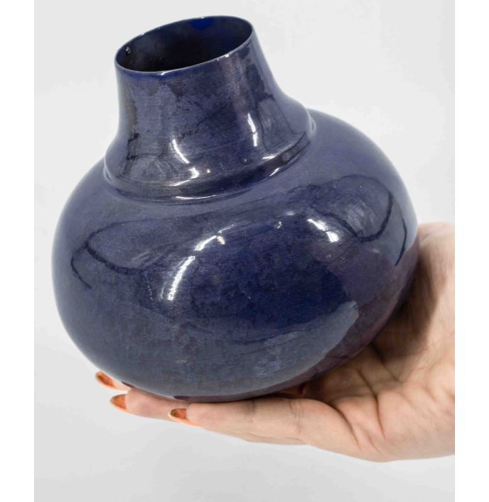 Metalen vaas kobalt blauw