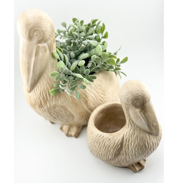Aardewerk tray vogel beige S