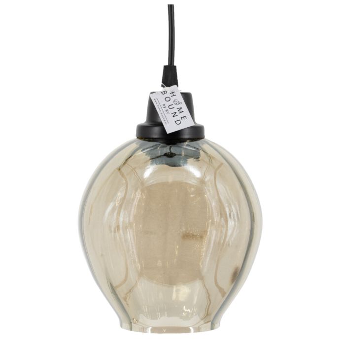 Hanglamp glas smoke/zwart