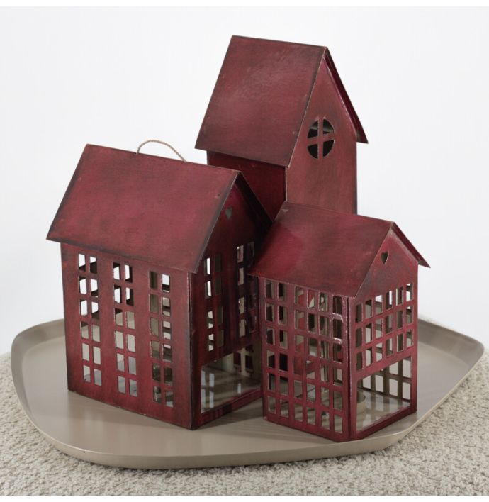Metalen huisje waxinehouder mulberry