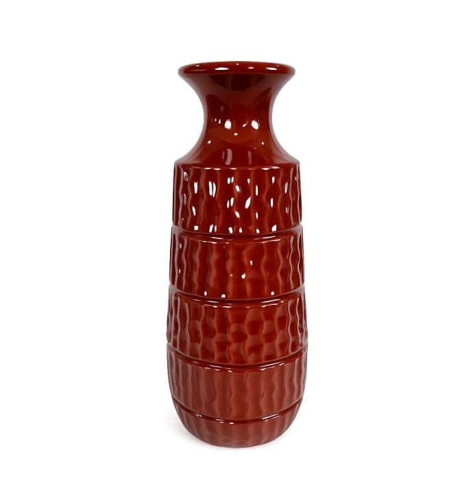 Aardewerk vaas Aztec burgundy M