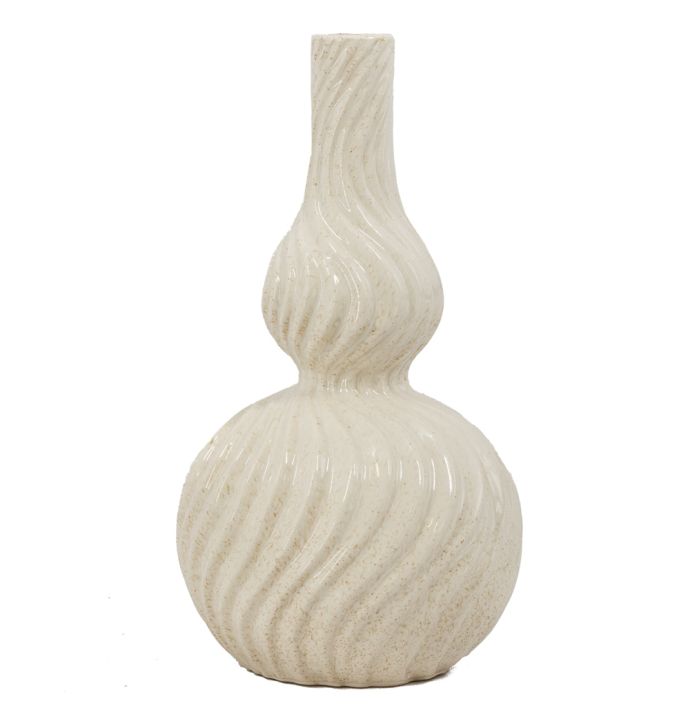 Aardewerk vaas Curly beige