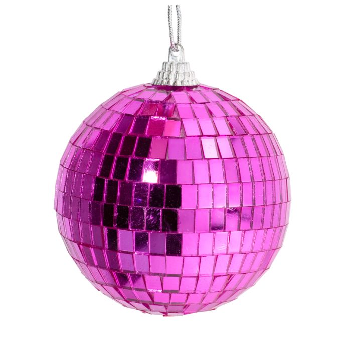 Set van 6 discoballen 8cm fuchsia
