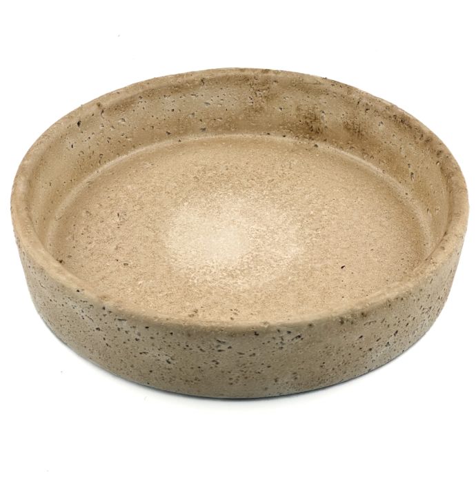 Aardewerk dienblad rond beige S wb