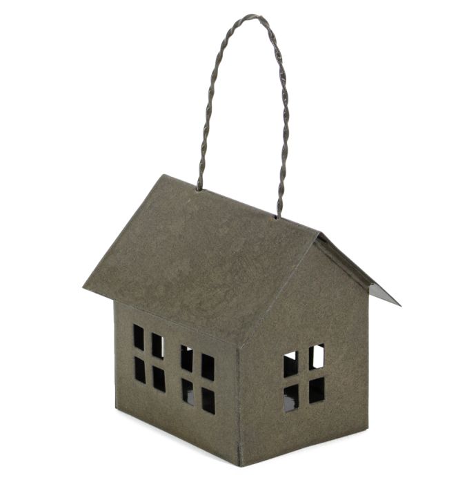Metalen hanger huisje olive