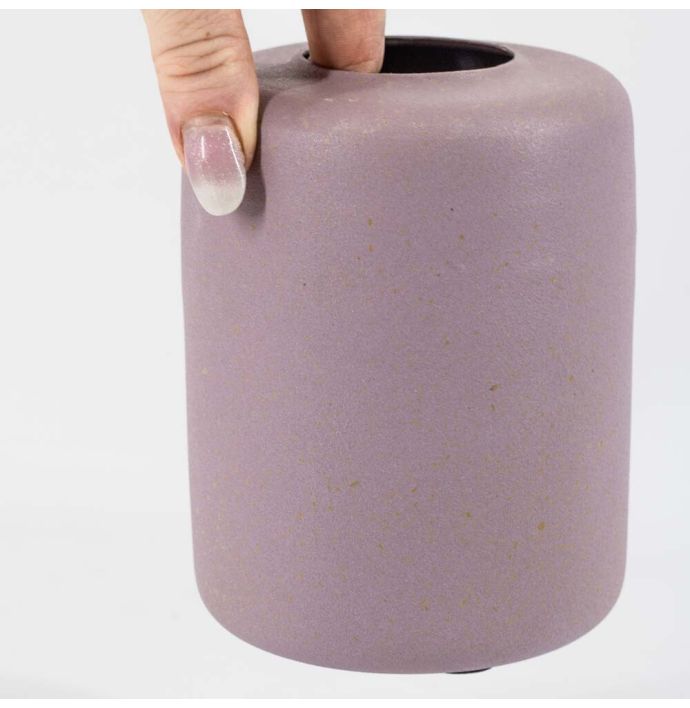 Metalen vaas lilac dots