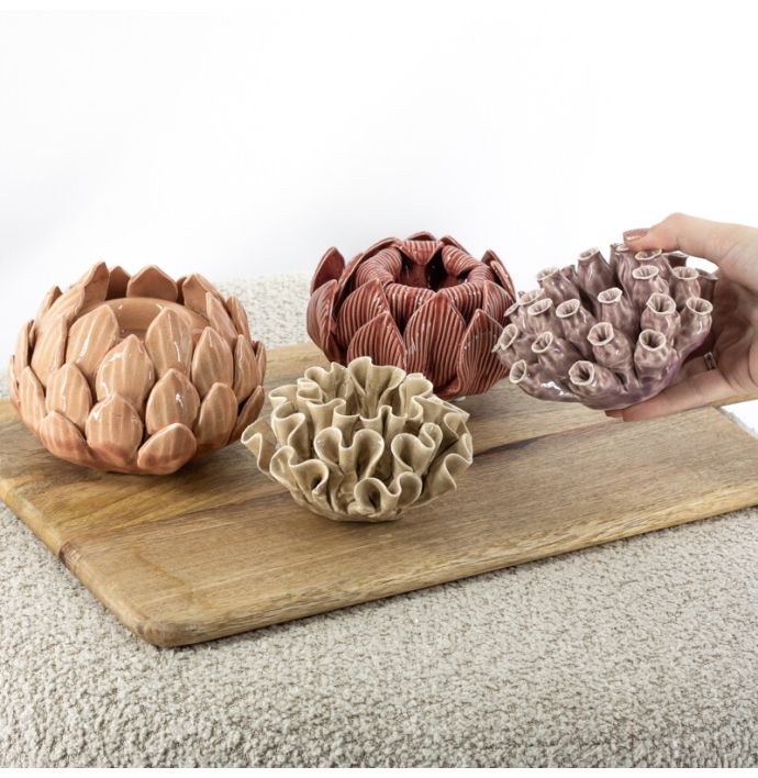 Waxinehouder keramiek papaver lila