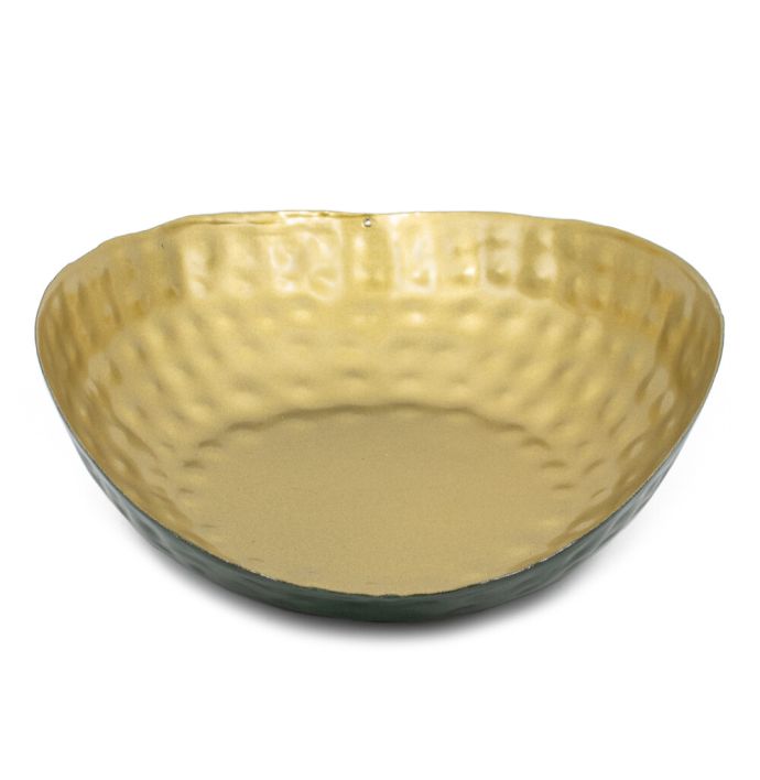 Metalen tray druppel groen met goud
