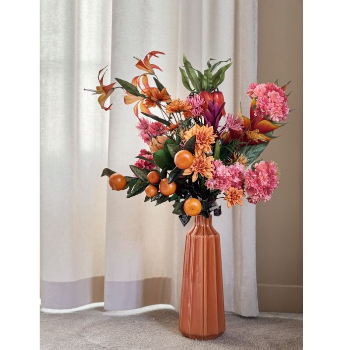 Aardewerk vaas Stripes tangerine
