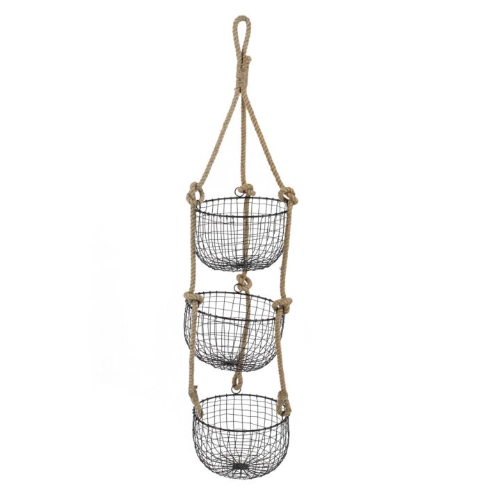 Draadmand set van 3 large met touw