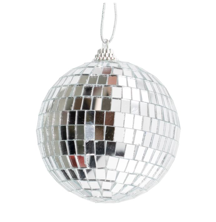 Set van 6 discoballen 8cm zilver