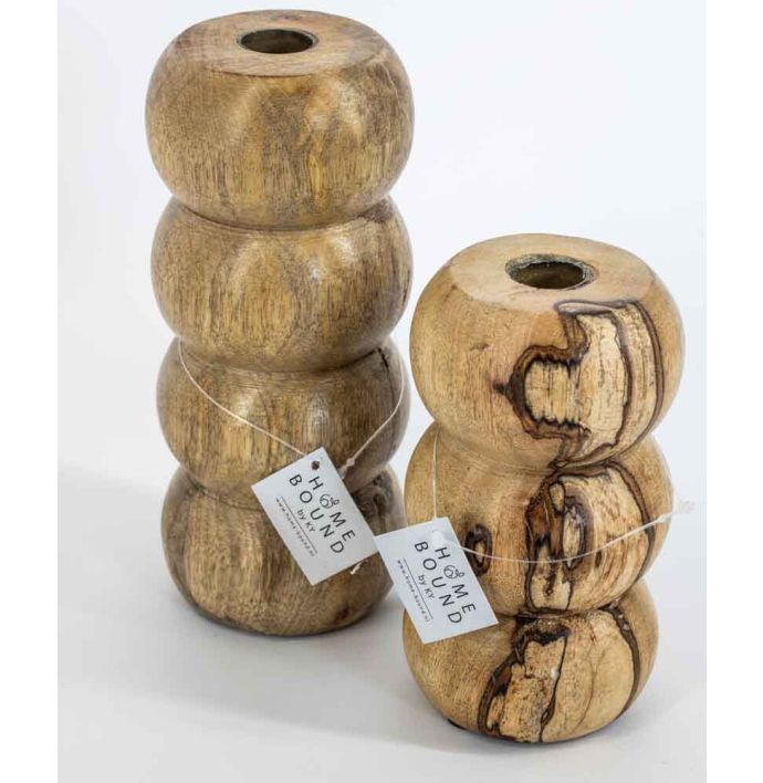 Houten kaarsenstandaard bollen