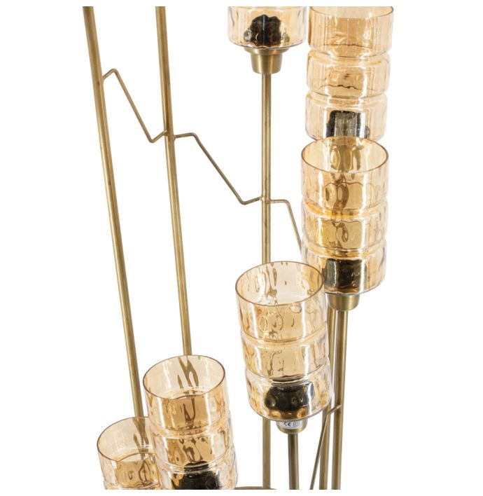 Vloerlamp 8 kappen goud