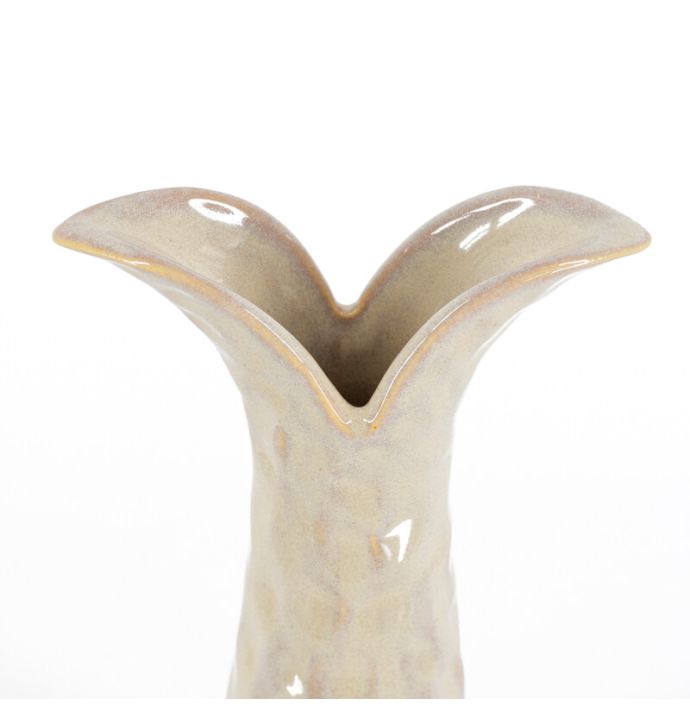 Aardewerk vaas tail beige