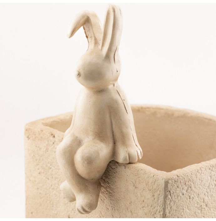 Aardewerk ornament bunny zittend L wb