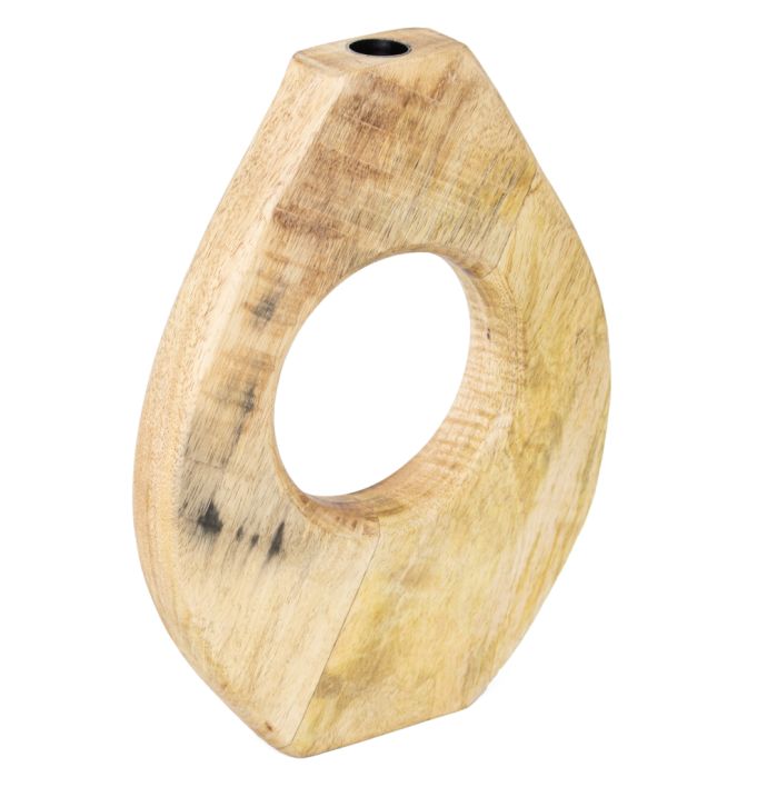 Houten kaarsenstandaard donut naturel