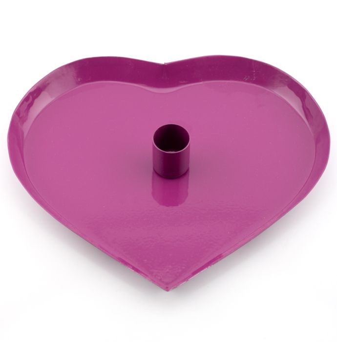 Kaarsenstandaard hart fuchsia 20cm