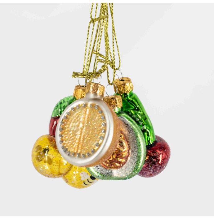 Kerstbal Set van 9 - Fruit - 5,5cm