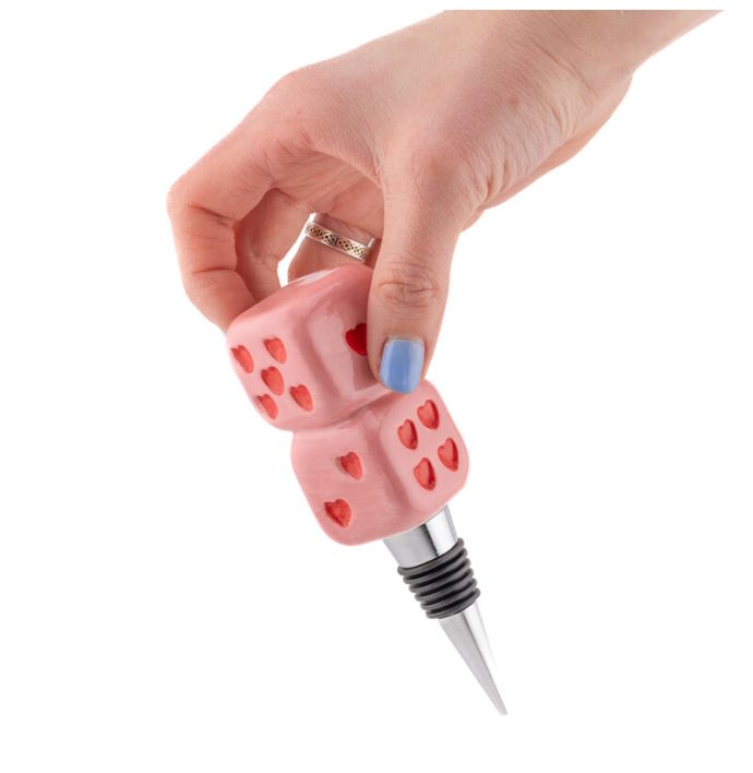 Aardewerk wijnstopper dices