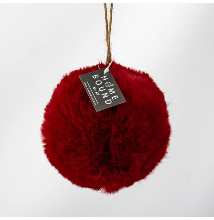 Fluffy bal hangend rood 13cm