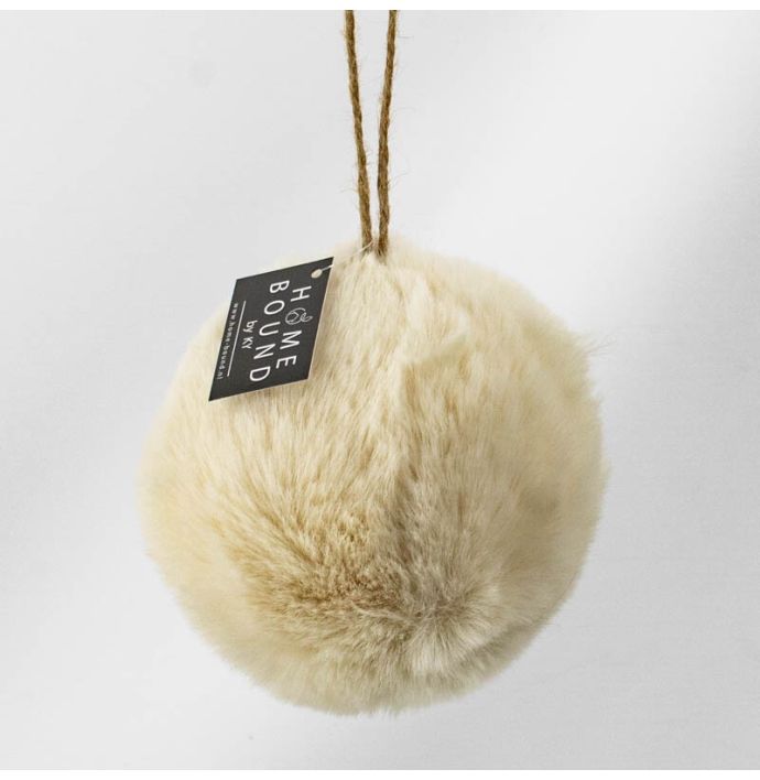 Fluffy bal hangend wit 7cm
