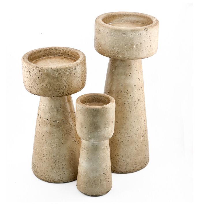 Aardewerk kaarsenstandaard beige M wb