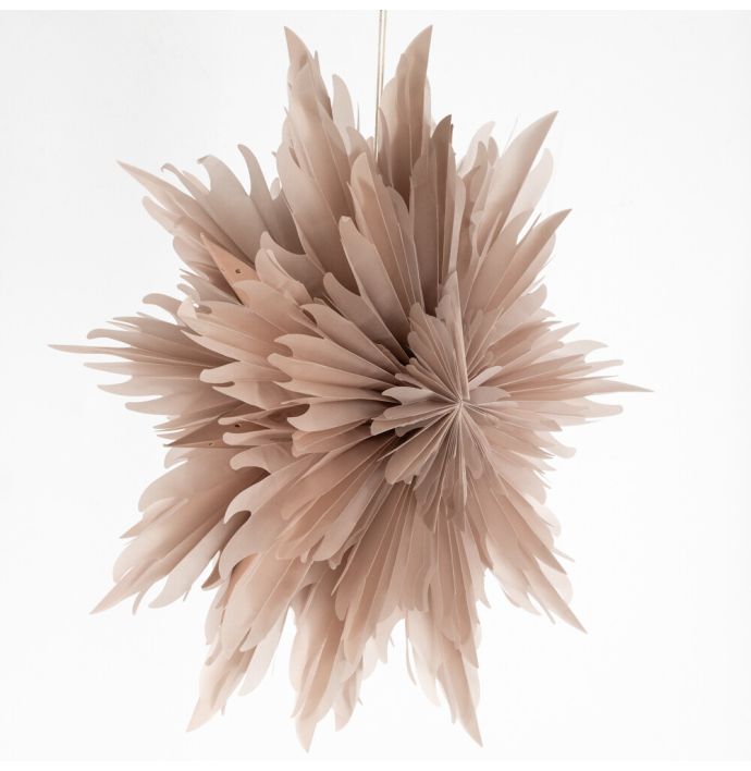 Kerstster star 60cm roze met pendel