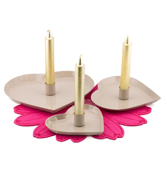 Kaarsenstandaard hart beige