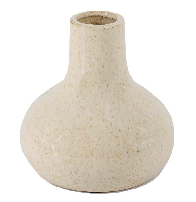 Aardewerk vaasje beige wb