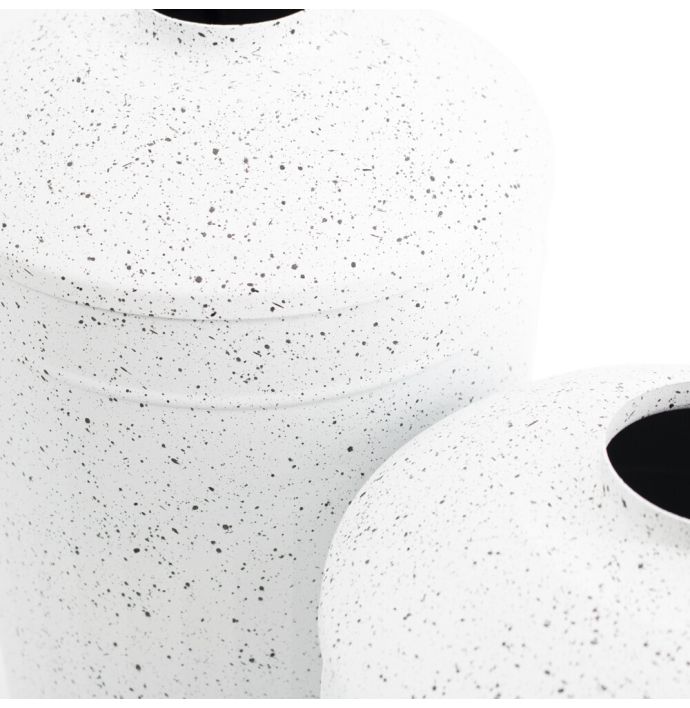 Metalen vaas white dots