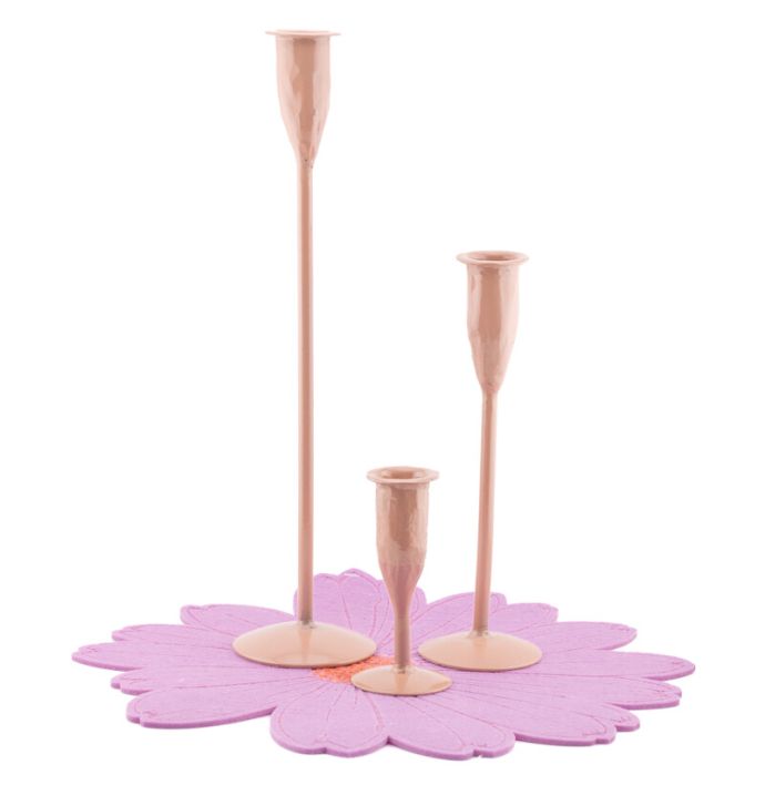 Kaarsenstandaard 15cm roze